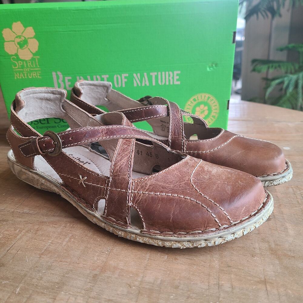 Josef Seibel Rosalie Brown Sandals Womens US 10 EU 41 Leather Sunflower‎ Loafers